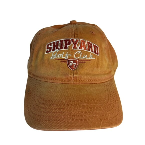 Ahead Shipyard Golf Club Baseball Hat Clipper Ship Snap Back Cap Faded Orange - Picture 1 of 9